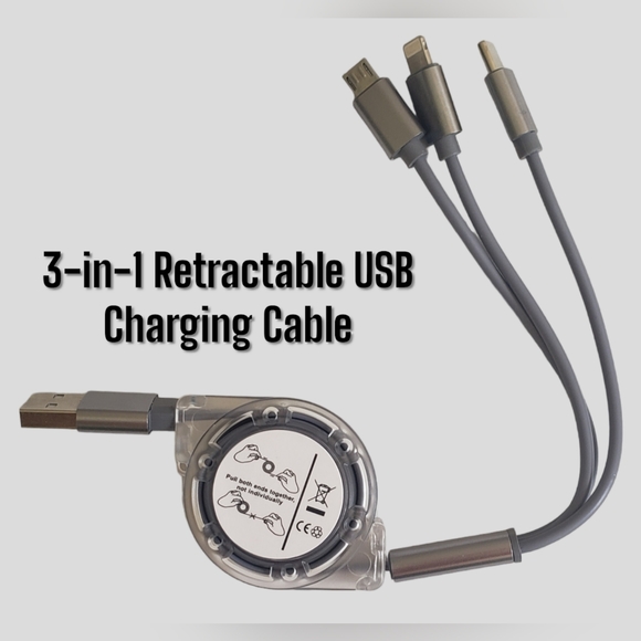 Other - 2️⃣-Pack 3-in-1 Retractable USB Fsst Charging Cable:iOS /Type-C/Micro-USB
